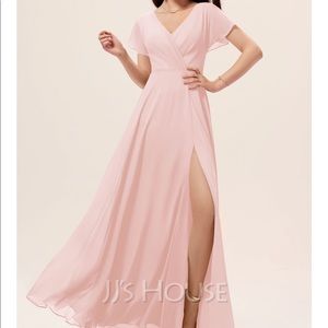 JJ House “Blush” | A-line V-neck Floor Length Chiffon Bridesmaids Dress | size 4